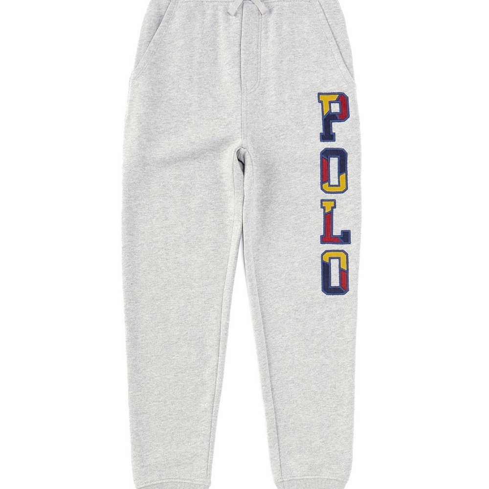 Polo by Ralph Lauren Kids Light Gray Joggers with Multicolor Logo